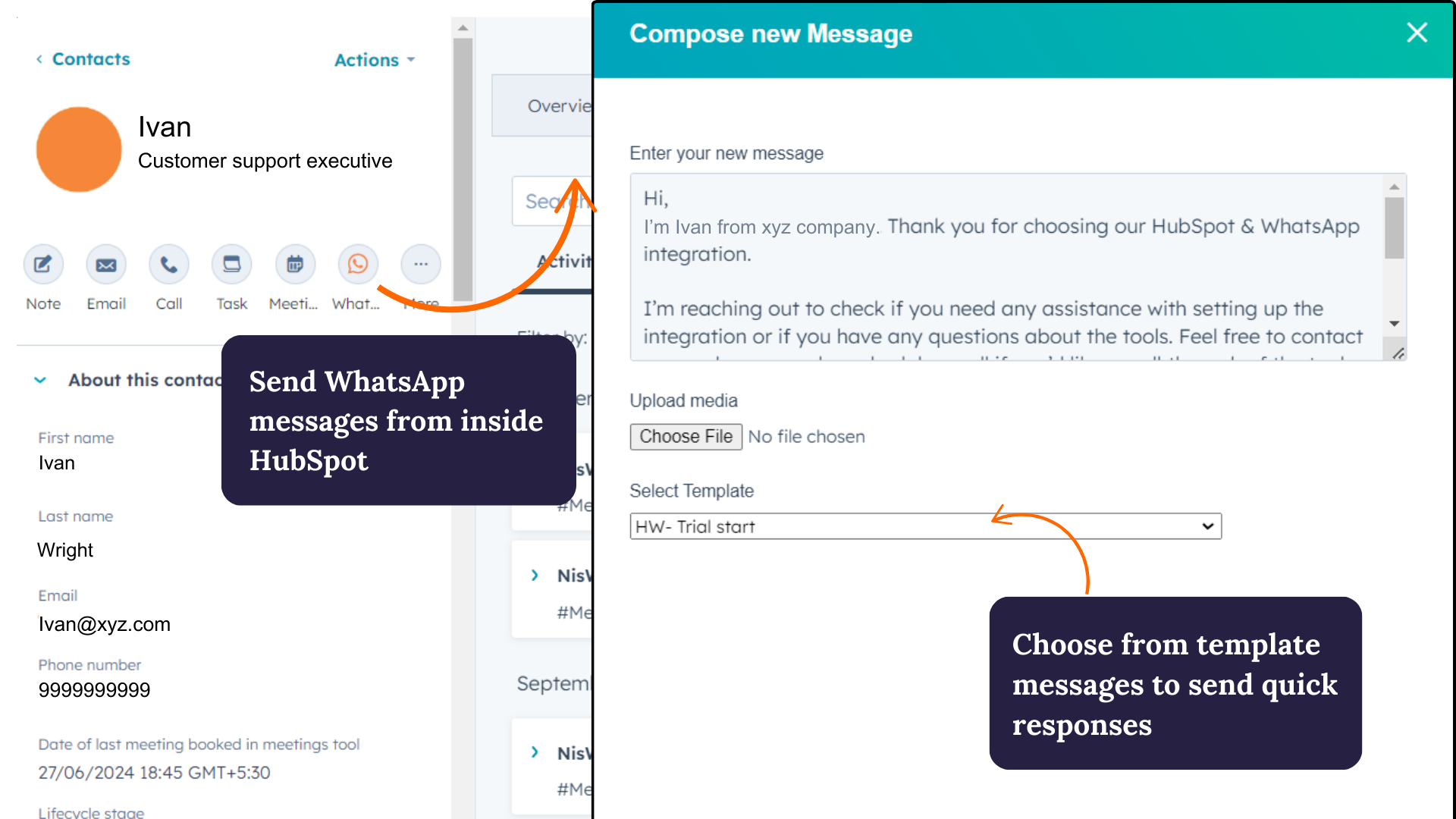 Send 1:1 WhatsApp messages from within HubSpot